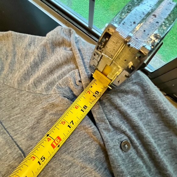 A New Day Light Gray V-neck Henley long sleeve tee w/roll up tabs - Picture 13 of 15